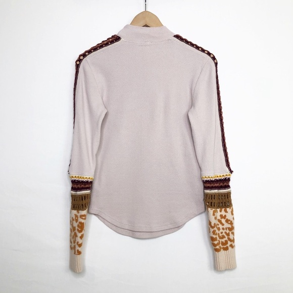 Free People large switch it up thermal tan embellished crochet cup top - Picture 3 of 11